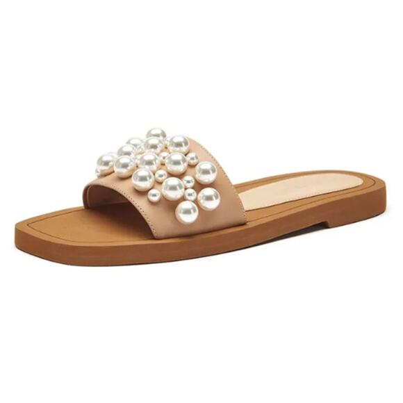 Stuart Weitzman Goldie Slide Adobe Chiffon Calf Size 5B - Picture 1 of 9